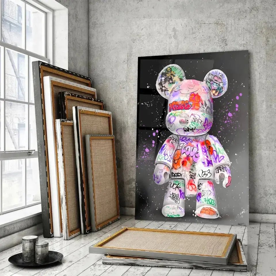 Tableau Street Art Kaws Bearbrick - Toile Unique