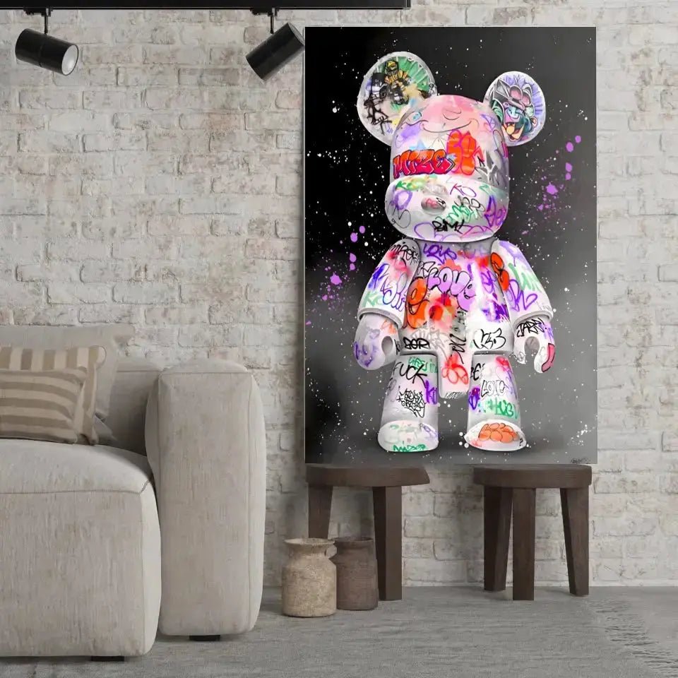 Tableau Street Art Kaws Bearbrick - Toile Unique