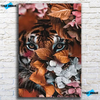 Thumbnail for Tableau tigre feuillage - Toile Unique